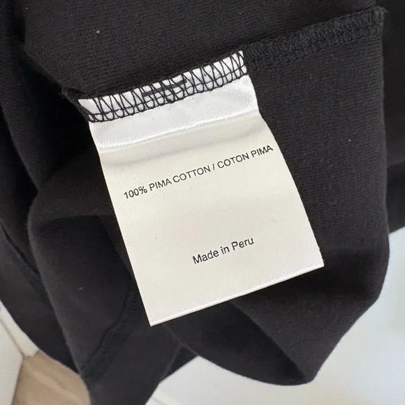 Tory Burch Black Long Sleeve Top Gold Metallic Logo 100% Cotton Small - Picture 5 of 9